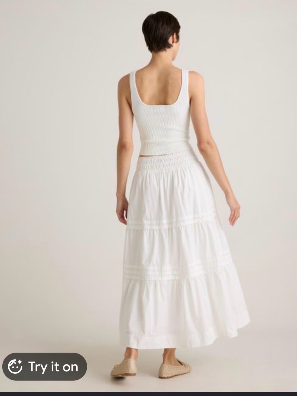 Quince White Tiered Maxi Skirt with Smocked Waist - Picture 5 of 11